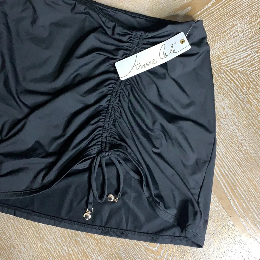 ANNE COLE Plus Size Black Adjustable Side Slit Skirted Bottom 24W